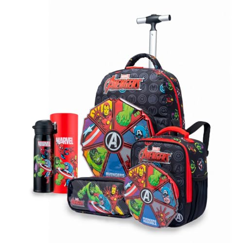 Kit Mochila Lancheira Estojo Garrafa Escolar Avengers
