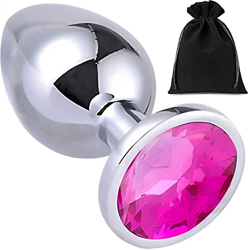 Anal Plug Groß 10 cm Ø 4 cm Edelstahl 163 g mit Pinkem Diamant Metall Buttplug für Männer & Frauen Prostata Stimulation Analspielzeug mit Beutel xxl analdehner sex toys für paare FOPS A22