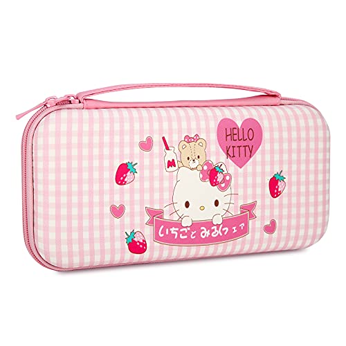 TIMZARD Carrying Case for Nintendo Switch, Cute Hard Portable Travel Carry Case with 12 Game Card Slots, Inner Storage Bag for Nintendo Switch Console Joy-Con & Accessoriesï¼ˆHello Kittyï¼‰