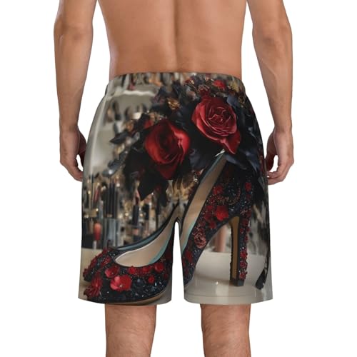 Shoes and Makeup Print Men's Beach Pants Lightweight Quick-Dry Swim Pants with Mesh Lining for Men4