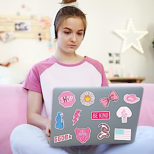 100 PCS Preppy Stickers Pink Stickers Pack, Vinyl Waterproof Laptop,Bumper,Water Bottles,Computer,Phone,Hard hat,Car Decals