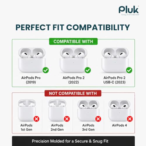 Image of PLUK Soft Silicone Case Cover Compatible with Apple AirPods Pro 3 (3rd Generation 2025) - Shockproof 360 Protective Skin,Full Protection with Hook & Keychain, Front LED Visible - Milky White
