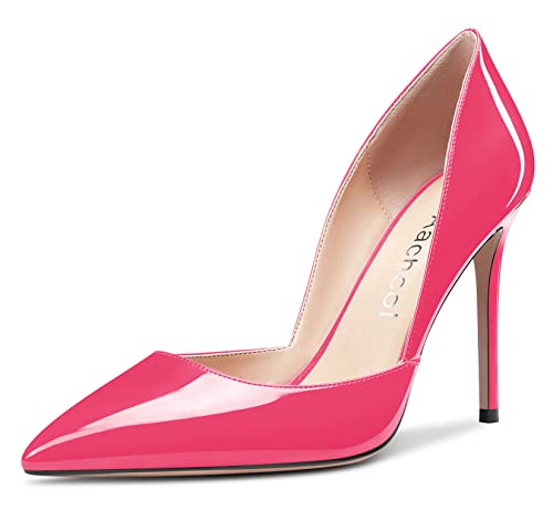 Aachcol Women D'Orsay Stiletto Pumps Close Pointed Toe High Heel Slip-on Shoes Wedding Office 4 Inches