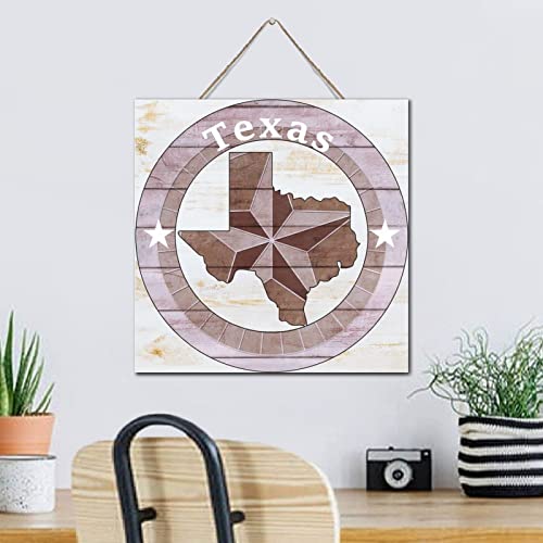 Plaque murale bois étoile du Texas suspendue, objet déco intérieur rustique