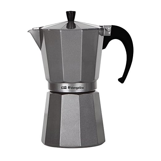 Orbegozo KFS 920 - Cafetera italiana de aluminio, 9 tazas de capacidad, mango ergonómico, válvula de seguridad, filtro desmontable