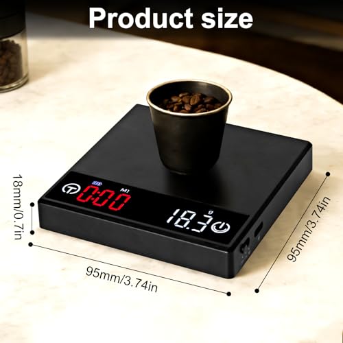 Digital Coffee Scale with Timer, 0.1g/3KG High Precision, Large LED Display, IPX6 Waterproof, Type C Charging, Electronic Espresso Kitchen Scale - Image 7