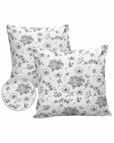 Rustic Floral Outdoor Pillow Covers Waterproof,All Weather Cushion Case Set of 2 Decorative Pillowcases for Sofa Couch Bed Decor Patio Furniture 16