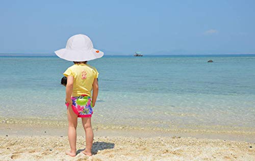 ThunderCloud Baby 50+ UPF Protective Wide Brim Sun Hat,White,12-24 Months