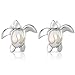 925 Sterling Silver White Natural Mother of Pearl Shell Sea Turtle Post Stud Earrings