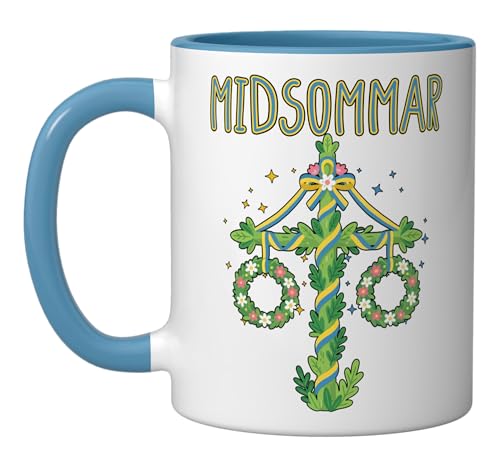 Taza de cerámica con diseño Wicca azul y blanco 11 oz miniatura 1