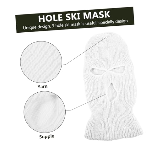 Máscara de tejido con 3 agujeros para esquí, balaclava para hombres y mujeres, cubierta cálida para actividades al aire libre en climas fríos, cómoda y transpirable, ideal para esquí, ciclismo y uso exterior, blanco miniatura 6