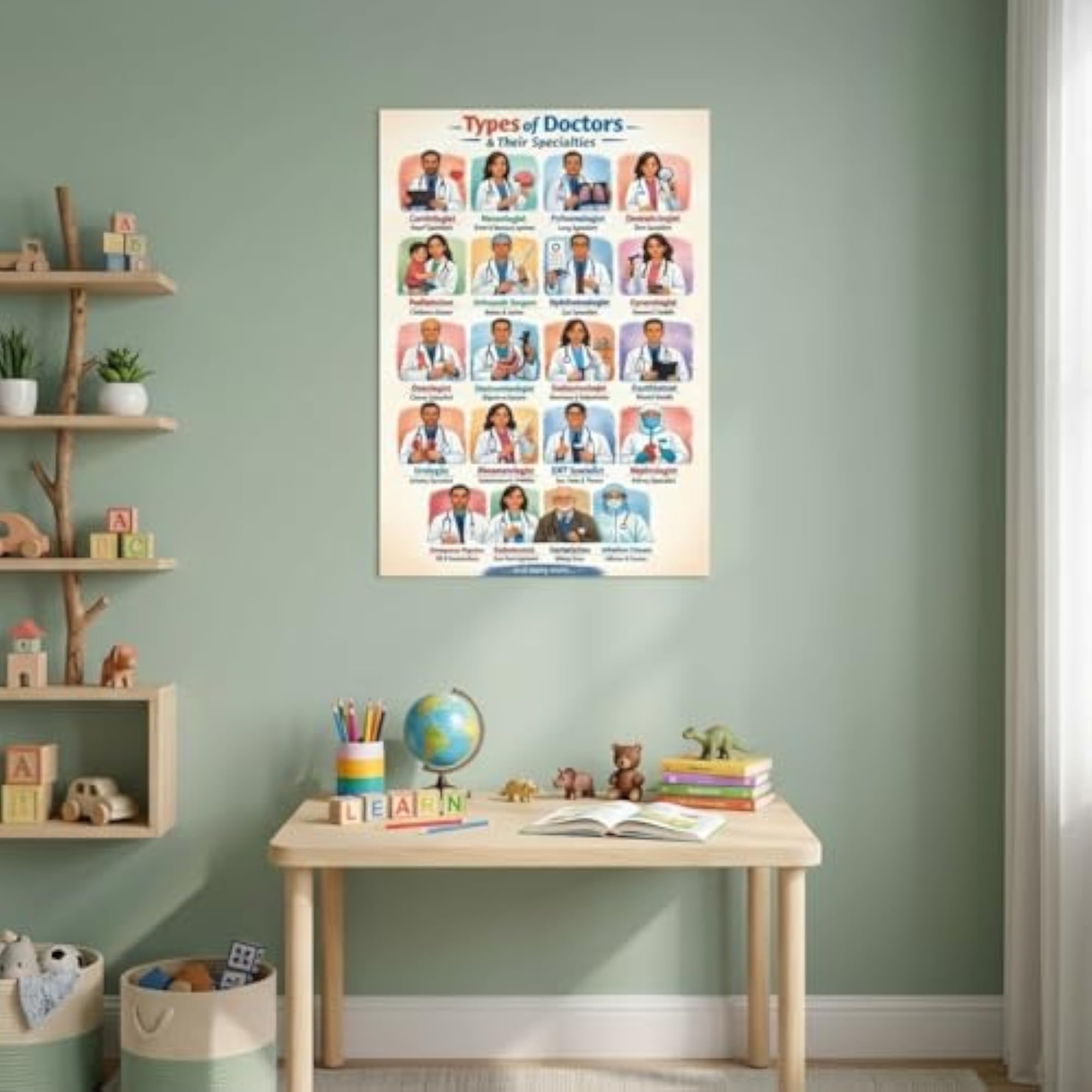Types of Doctors Educational Poster for Kids