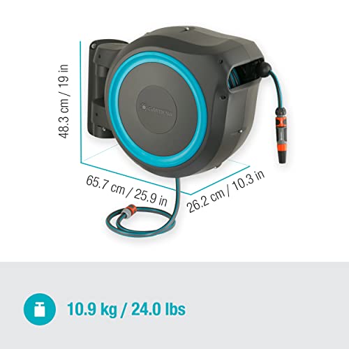 GARDENA Dévidoir automatique mural gardena rollup m/l - 25 m - bleu - 18620-20