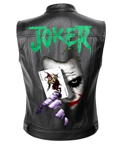 Jok er Printed Mens Motorcycle Biker Halloween Leather Vest