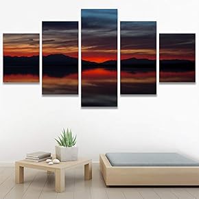 SIGNWIN 5 Panel Canvas Wall Art Sunset in...