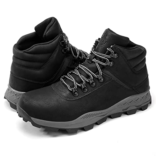 Ahico Men's Hiking Boots Water Resistant Walking Trekking Camping Snow Boots Breathable Outdoor Trail Black, 9.5 #TOP5