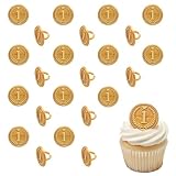 Gold Medal Cupcake Rings, 24 Cupcake Toppers For Sports Celebrations, Winter Olympics, Number 1, Food Safe Cake Toppers – 24 Pack