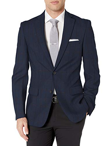 DKNY Men's All Wool Slim Fit Suit, Navy, 42 Regular