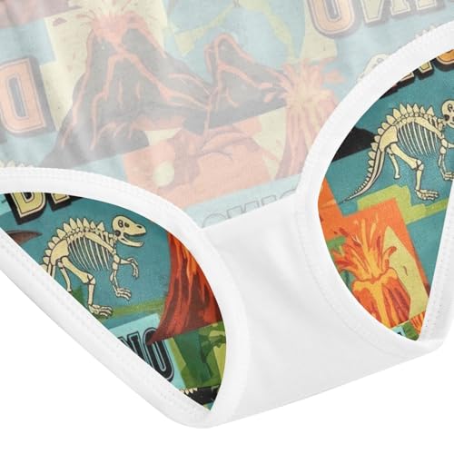 Retro Dinosaur S Toddler Girl Undies, Girls Cotton Underwear, 2T–8 Years4