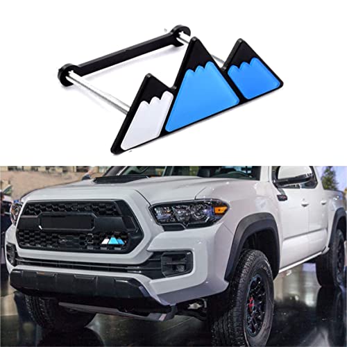 Image of Tri-Color Grille Badge Emblem Decoration Accessories Car Truck Label Compatible for Tacoma 4Runner Tundra Sequoia Rav4 Highlander (Mountain Dark Blue /Sky Blue /White)