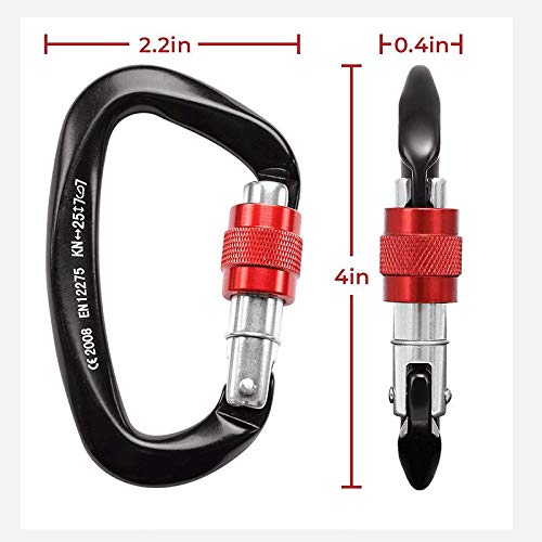 Juliyeh 3pcs Climbing Carabiners Locking, 25KN Aluminum Clip