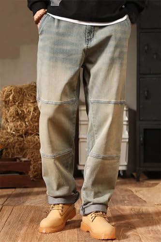 Men’S Relaxed Fit Straight-Leg Denim Trousers Wash Jeans for All-Season Casual Daily Wear2
