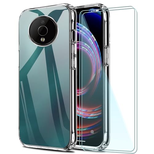 FortiCase Coques pour Nokia X20 avec 2 Verres Trempés,Transparent Silicone Etui,9H Anti-Rayures,Souple TPU Cover Antichoc Housse Anti-Rayures,pour Nokia X20...