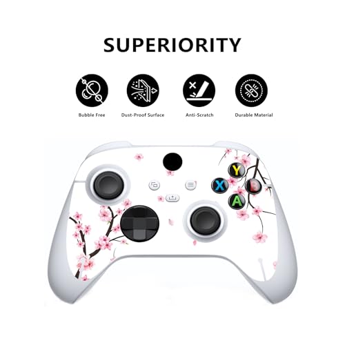 PlayVital Falling Cherry Blossom Custom Vinyl Skins for Xbox Core Wireless Controller, Wrap Decal Cover Stickers for Xbox Series S Console Controller by playvital - Used condition - Image 2