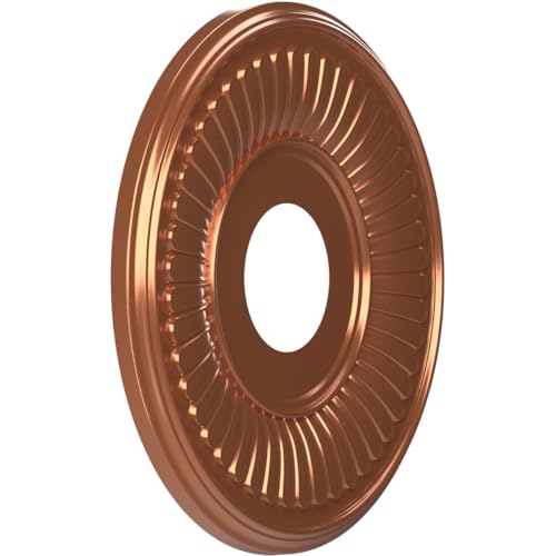 Image of Ekena Millwork CMP13BEBCO Berkshire Thermoformed PVC Ceiling Medallion (Fits Canopies up to 5 3 /4 inch), 13 inchOD x 3 1 /2 inchID x 3 /4 inchP, Bright Coat Copper
