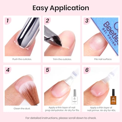 Image of Beetles 15ml Protein Nail Prep Dehydrator & Primer Set, 2PCS Hema-Free Bonding Prep Kit for Gel Polish and Acrylic
