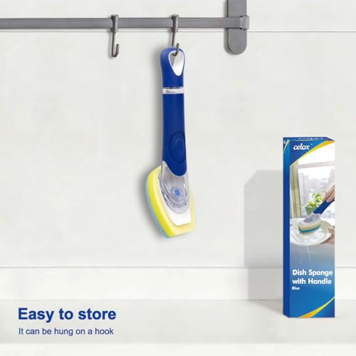 Image of CELOX Dish Sponge with Handle, Dish Scrubber with Soap Dispenser