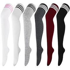 6 Pair Extra Long: White&pink, White&black, Grey&black, Dark Grey&white, Black&white, Red&white