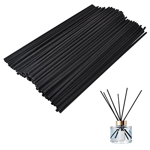 Colexy Reed Diffuser, 100 Piezas Varillas Difusoras de Lámina Natural Aroma Diffuser Sticks, 22cm*0.3cm Reed Diffuser Sticks Oil Aroma Diffuser Sticks, Ambientador Varilla de Ratán Reed (Negro)