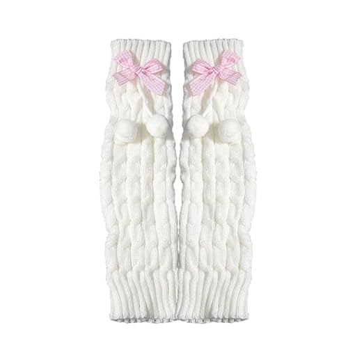 Image of Kawaii Leg Warmers with Bows, Ribbed Knitted Streetwear