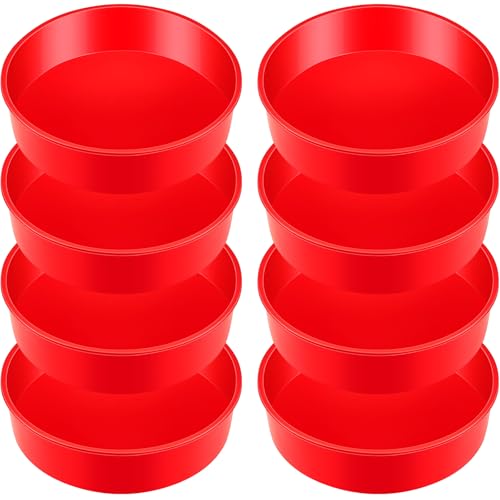 Dandat 8 Pcs 6" Round Silicone Cake Pans Nonstick, Red