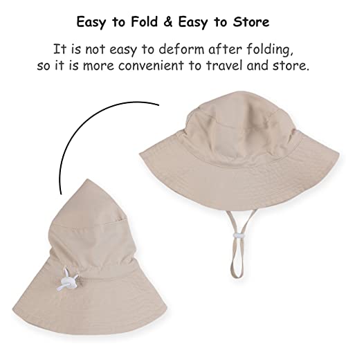 Baby Toddler Girls Bucket Hat Newborn Sun Hats For Boys Classic Infant Summer Uv Protection Hats Kids Beach Cap 0-8 Years (Beige, 50) #TOP3