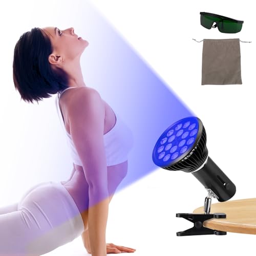 Tanning Lamp for Home 54W Sun Lamp for Face and Body with Eye Mask & Adjustable Angle 460nm Blue Light Solarium with 18 LED Beads Sunbathing Self Tanning Device Tanning Dayligh