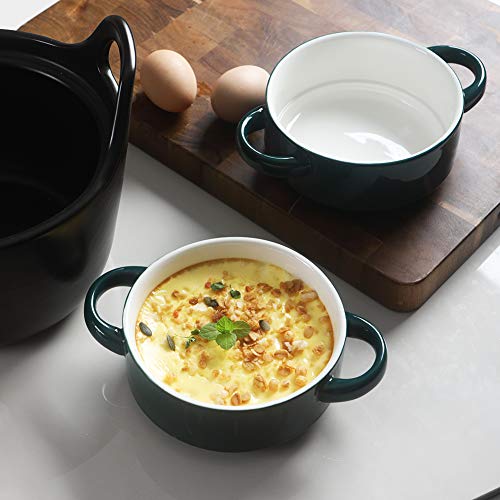 Image of Sweejar Ceramic Soup Bowls with Double Handles, 20 Oz Stacked Bowls for French Onion Soup, Cereal, Pot Pies, Stew, Chill, Pasta, Set of 4 (Jade)