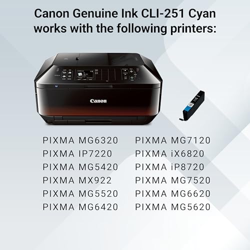 Canon CLI-251 Genuine Cyan Ink Tank, Compatible with MG6320, IP7220 & MG5420, MX922, MG5520, MG6420, MG7120, iX6820, iP8720, MG7520, MG6620, and MG5620 Printers - image 6
