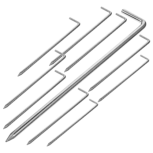 Holibanna 10pcs Heavy Duty Metal Tent Pegs Durable Outdoor Tent Stakes for Camping Windproof Garden Spikes Easy to Use and Reusable All Soil Conditions