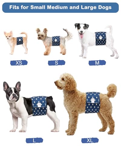 Image of CuteBone Dog Diapers Male 4 Pack Puppy Wraps Reusable Doggie Belly Bands for Male Dogs Small Medium Large