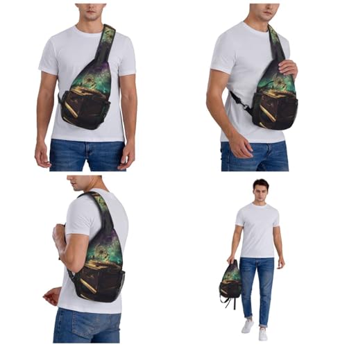Bolso cruzado para pecho estilo sling negro unisex miniatura 7
