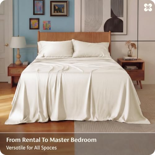 Image of Bedsure PureWoven 100% Rayon Derived from Bamboo, King Size Sheets Set
