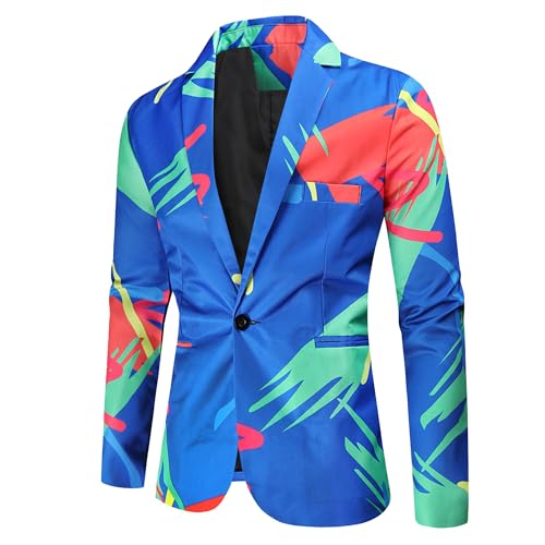 Men's Casual Lightweight Slim Fit Suit One Button Printed Blazer Jacket Simple Basic Floral Sport Coat