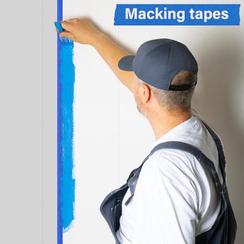 Miniatura 7 de Ealyder Tape Cinta De Carrocero, Cinta Carrocero Pintura, Cinta Ancha Resistente Al Calor Y A Los Uv, Ideal Para Pintura, Renovaciones Y Manualidades 4 Rollos 24mm X 20m Azul