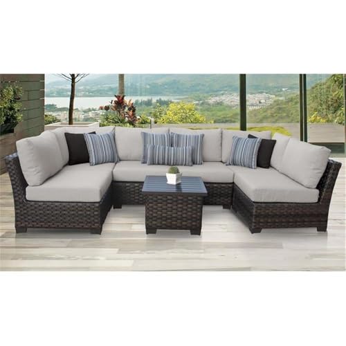 TK Classics Kathy Ireland River Brook 7 Piece Outdoor Wicker Patio Furniture Set 07c - Thumbnail 2