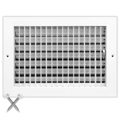 HVAC Premium 12''w X 8''h Adjustable AIR Supply Diffuser - HVAC Vent Cover Sidewall or Ceiling - Grille Register - High Airflow - White [Outer Dimensions: 13.75''w X 9.75''h]
