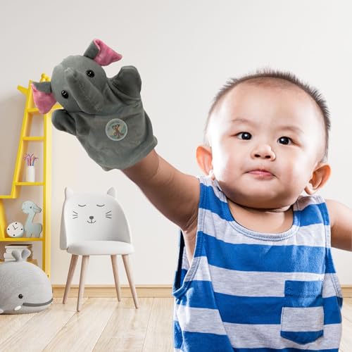 Image of Elephant Hand Puppets for Kids Learning | Soft Plush Hand Puppet Toys for Storytelling, Role Play & Interactive Teaching | Educational Toys for Kids, Toddlers & Preschool Children