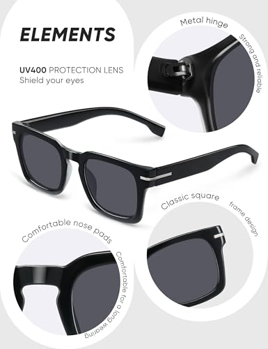 Sunglasses for Women Matte Black, Classic Retro Square Frame Womens Sunglasses, Trendy Sun Glasses UV Protection4