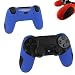 Pandaren Soft Silicone Thicker Half Skin Cover for PS4 /SLIM /PRO Controller Set (Skin X 2 + Thumb Grip X 4)(Red,Blule)